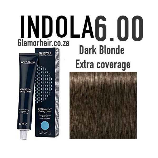6.00 double coverage dark blonde/chestnut brown natural Indola Professional  60ml +60ml 20vol developer