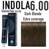 6.00 double coverage dark blonde/chestnut brown natural Indola Professional 60ml +60ml 20vol developer