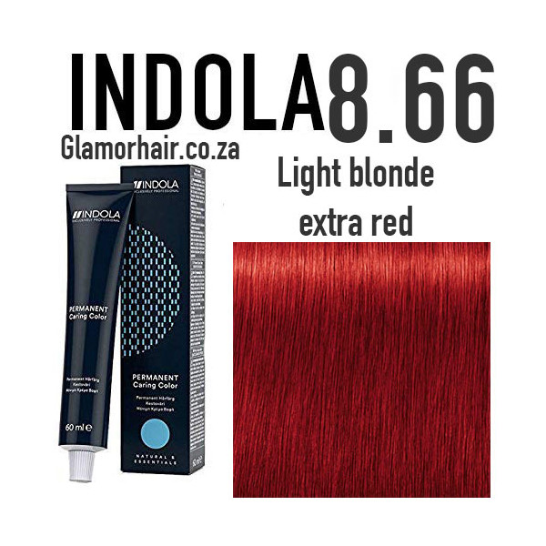 8.66 light red blonde Indola Professional 60ml +60ml 20vol developer