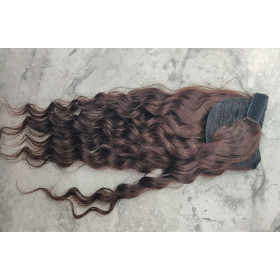Deep waves 45cm XXL100% Brazilian human hair velcro  ponytail