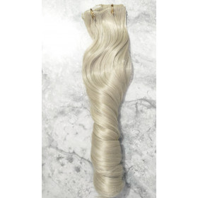 *24M-613 Latte blonde mix 55-60cm clip in hair extensions 10pc set- wavy, Synthetic
