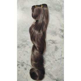 *6 Chestnut brown 55-60cm clip in hair extensions 10pc set- wavy, Synthetic