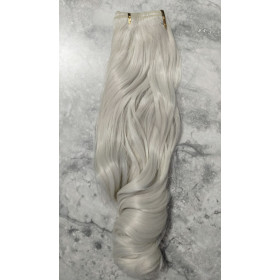 *60 White blonde 55-60cm clip in hair extensions 10pc set- wavy, Synthetic