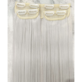 *1001A Silver white 60c  Stra ght Synthetic 3pc  XL clip in hair extensions