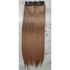 *T6K-30 dark chestnut brown mix 60cm St aight Synthetic 3pc XXL clip in hair extensions