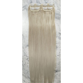 *T24-88 Platinum pearl blonde mi  60cm Straight Synthetic 3pc XXL clip in hair extensions