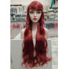 *39 wine red long fringe wavy cosplay wig