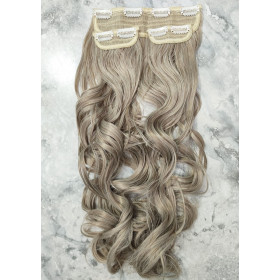 *M18B-60 Extra ash platinum blonde mix 60cm Wavy synthetic 3pc XXL clip in hair extensions