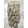 *M18B-60 Extra ash platinum blonde mix 60cm Wavy synthetic 3pc XXL clip in hair extensions