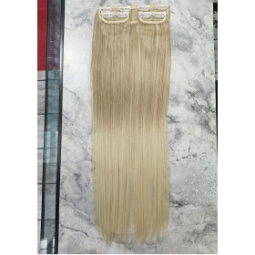 *T16-613 Highl ghted beige b             londe mix 60cm Straight Synthetic 3pc XXL clip in hair extensions