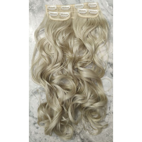 *88 Ash beige blonde 60cm Wavy synthetic 3pc XXL clip in hair extensions