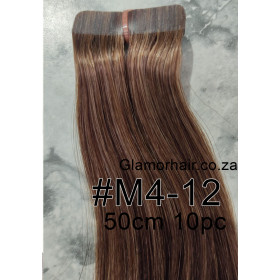 50cm *M4-12 Light brown mix Tape in hair extensions 10pc European remy human hair