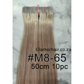 50cm *M8-65 Beige blonde mix Tape in hair extensions 10pc European remy human hair