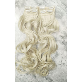 *T60-613 white blonde mix 60cm Wavy synthetic 3pc XXL clip in hair extensions
