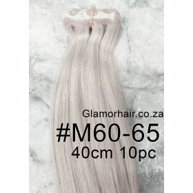40cm *M60-65 Platinum silver blonde Tape in hair extensions 10pc European remy human hair