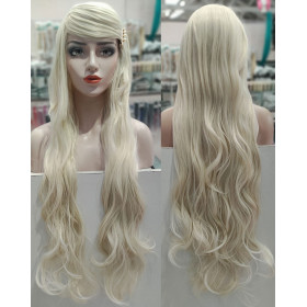 *60 white blonde long fringe wavy cosplay wig
