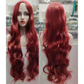 *39 wine red mid parting wavy cosplay wig