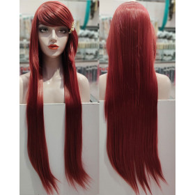 *39 wine red long fringe straight cosplay wig