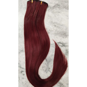 *99S Dark plum 55-60cm clip in hair extensions 10pc set- straight, Synthetic hair
