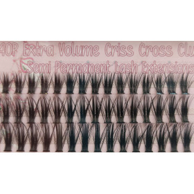 12-13-14mm 40P extra volume criss cross soft cluster lashes mix length
