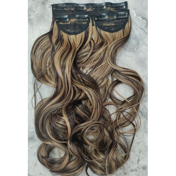 *H4-27 60cm wavy Synthetic 3pc XXL clip in hair extensions