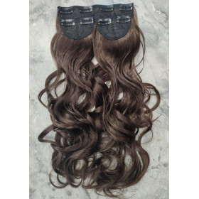 *6K Chestnut brown 60cm wavy Synthetic 3pc XXL clip in hair extensions
