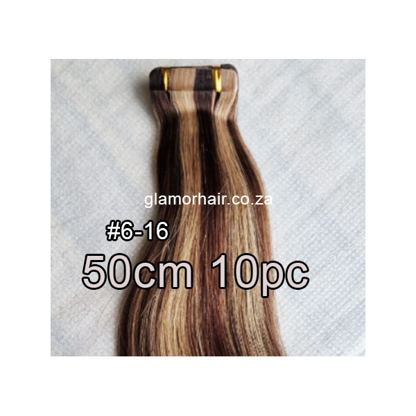 50cm *6-16 Chestnut blonde mix Tape in hair extensions 10pc European remy human hair