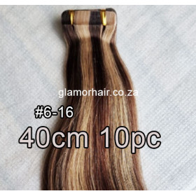 40cm *6-16 Chestnut blonde mix Tape in hair extensions 10pc European remy human hair