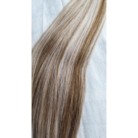 40cm *P8-65 Ash platinum brown mix Tape in hair extensions 10pc European remy human hair