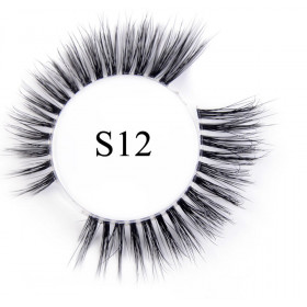 S12 natural 3d transparent root  High quality hand made strip lashes 1pair