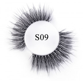 S09 natural 3d transparent root  High quality hand made strip lashes 1pair
