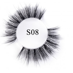 S08 natural 3d transparent root  High quality hand made strip lashes 1pair