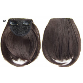 Color 4 Chocolate brown - Blunt cut synthetic clip on fringe by ProExtend