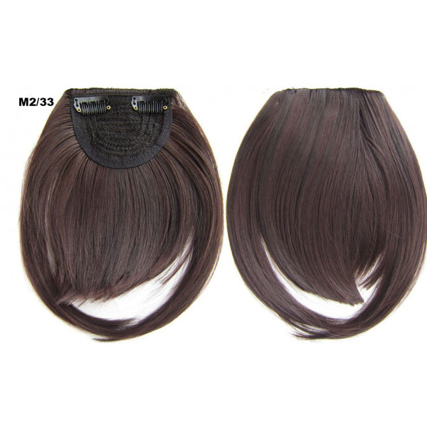 Color 2-33 Dark mahogany brown mix - Blunt cut synthetic clip on fringe by  ProExtend