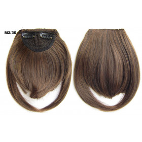 Color M2-30 Chestnut brown mix - Blunt cut synthetic clip on fringe by ProExtend