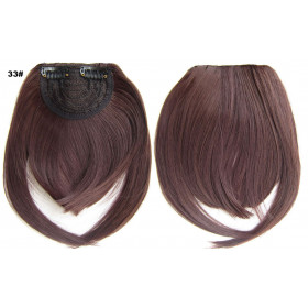 Color 33 Mahogany brown - Blunt cut synthetic clip on fringe by ProExtend