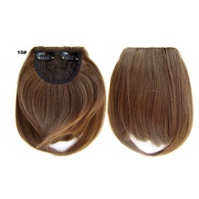 Color 10 Light natural brown - Blunt cut synthetic clip on fringe by ProExtend