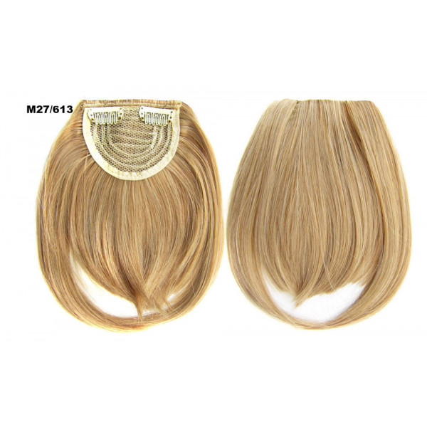 Color M27-613 golden blonde mix- Blunt cut synthetic clip on fringe by ProExtend