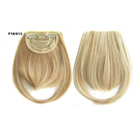 Color F18-613 highlighted natural blonde mix- Blunt cut synthetic clip on fringe by ProExtend