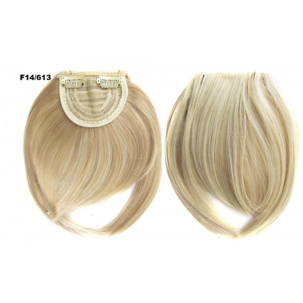*F14-613 highlighted light blonde mix  - Blunt cut synthetic clip on fringe by ProExtend