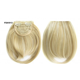 Color F24-613 Highlighted ash blonde mix- Blunt cut synthetic clip on fringe by ProExtend