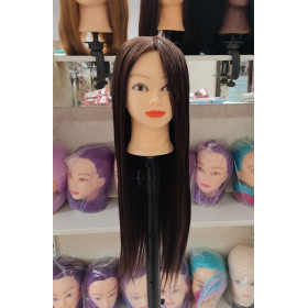 Chocolate brown practice mannequin head, Synthetic heat resistant hair
