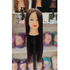 Chocolate brown practice mannequin head, Synthetic heat resistant hair