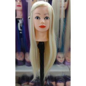 Blonde practice mannequin head, Synthetic heat resistant hair