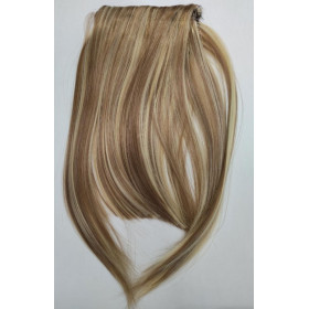Color 613-9A highlighted light ash brown mix  - Blunt cut synthetic clip on fringe by ProExtend