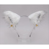 Frosted white fox ears with bell on alice band, synthetic fur