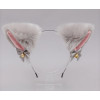 Grey & pink fox ears with bell on hair band, synthetic fur