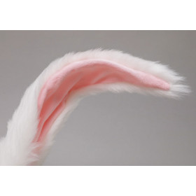 White & pink bunny ears, foldable alice band,synthetic fur