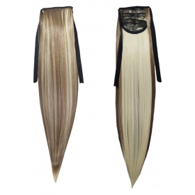 *18BH-613 Mix light ash blonde, tie on straight ponytail 55cm by ProExtend