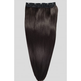 *4 Dark chocolate brown One piece XXL, straight clip in hair extensions by proextend synthetic hair (60cm)